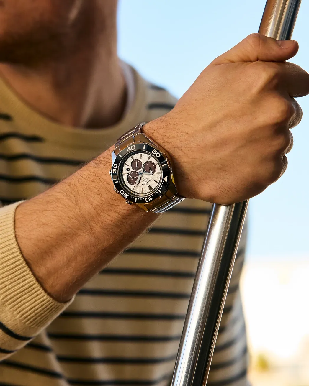 Endeavor Chrono White Dial Stainless Steel Bracelet CA4730-59A